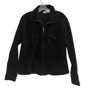 SONOMA LifeStyle Black Corduroy Zip Up Jacket Women's XL Made in Bangladesh